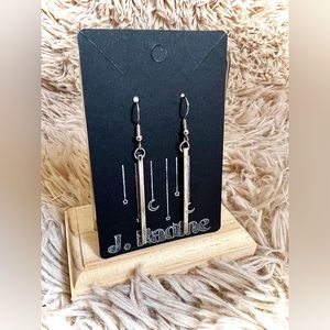 2 for $12 Silver Rectangle Drop Earrings